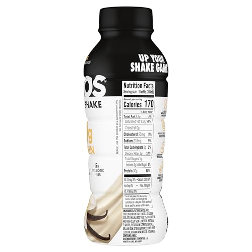 OIKOS PROTEIN SHAKE, VANILLA, 30G HIGH PROTEIN DRINKS, SHELF STABLE, READY TO DRINK, 5G PREBIOTIC FIBER, 12 FL OZ BOTTLE