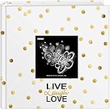 Pioneer Photo Albums EV-246/L Golden Dots Live Laugh Love 200 pkt 4x6 Photo Album, Pocket, Gold