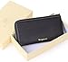 Borgasets RFID Protection Genuine Leather Wallet with Removable Strap Wristlet Zip Clutch Passport Holder