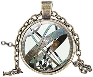 VDFR521 Astronomical Sundial Globe Pendant Necklace Astrological Vintage Astronomy Science Jewelry