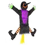 Y-STOP Hanging Crashing Witch,Door Porch Tree Decoration Props Crashed Witch - Outdoor Halloween Decorations