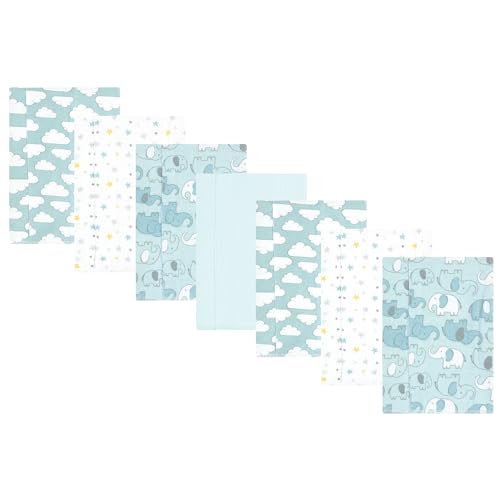 Hudson Baby Unisex Baby Cotton Flannel Burp Cloths, Boy New Elephant 7-Pack, On…