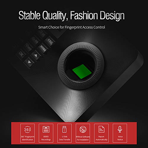 Aibecy ZK-TA10 Time Attendance Fingerprint Recognition Password System Attendance Machine 2.4inch Display Employee Checking-in Recorder US Plug - Thumbnail 4