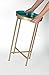 Kate and Laurel Celia Round Metal Foldable Tray Accent Table, Teal and Gold
