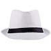 Elee Unisex Kids Straw Trilby Fedora Cap Jazz Hat Short Brim Sunhat (#1 White)