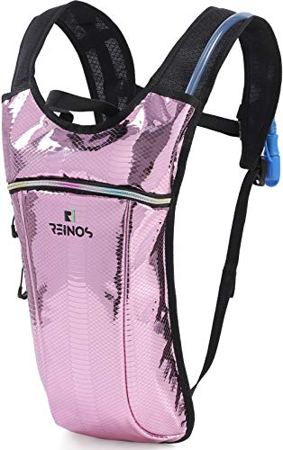 REINOS Hydration Backpack - Light Water Pack - 2L Water Bladder Included for Running, Hiking, Biking, Festivals, Raves (Purple Snake)