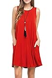 TOPONSKY Women's Sleeveless Casual Loose Tank Summer Dress,Red,Large,