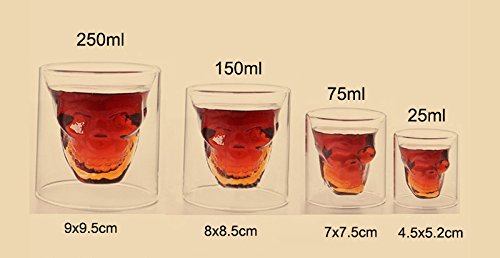 Blue Stones Creative Skull Shot Glass Beer Cup Double Layer Transparent Wine Whiskey Cup Drinkware Milk Juice Mug