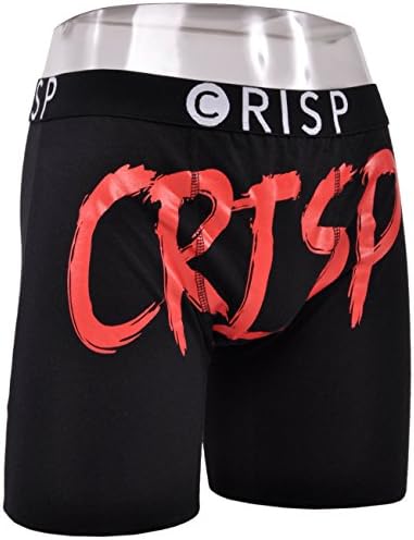 CRISP BOXERS Mens Logo Underwear Briefs Black/Red Small