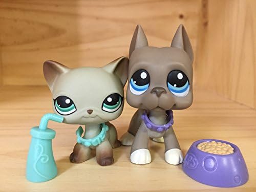 Mini Pet Shop Littlest LPS #184 #391 Grey Great Dane Dog Puppy Gray Shorthair Cat Kitten Rare Collection Toy Figure Girls Boys Children Kids Gift