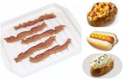 Microwave Bacon Tray Cooker White Plastic Dish