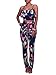 YouSexy Women's Floral Print Sleeveless Strap Top Casual Bodycon Stretch High Waist Long Pants 2 Pieces Jumpsuit,blue,small