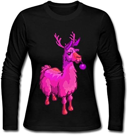 Women's Bahama Mama Llama Long Sleeve Athletic Cotton Round Neck T-Shirt