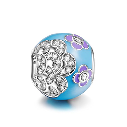 NinaQueen Camellia 925 Sterling Silver Blue and Purple Zirconia Charms