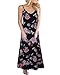 Kidsform Women Floral Maxi Dress Boho Printed Spaghetti Straps V Neck Summer Beach Long Dress