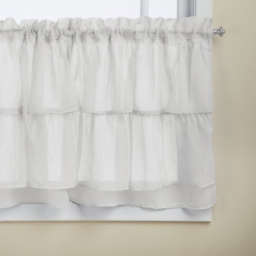 Lorraine Home Fashions Gypsy Shabby Chic Layered Ruffle Window Tier Pair, 60 by 24-Inch, White - Thumbnail 3