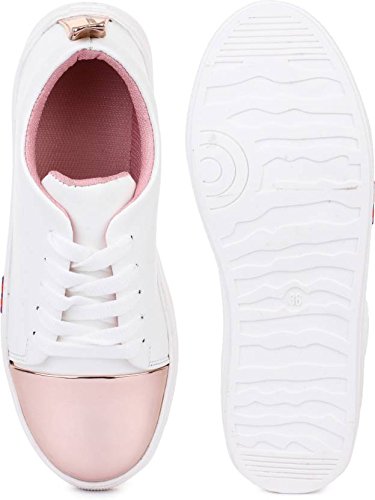 hve women white shiney casual shoes