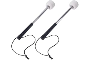 Flexible Drum Mallet with Felt Head and Rope Handle, Classic White Metal Drumstick, 11.81 Inch Lightweight Ergonomic Design