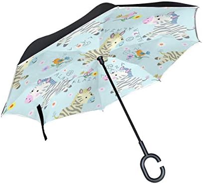 逆さ傘 長傘 逆折り式傘 出荷 自立傘 日傘 晴雨兼用 可愛い 漫画 車用 撥水加工 Uvカット遮光遮熱 耐風 手離れc型手元 シマウマ ビジネス用