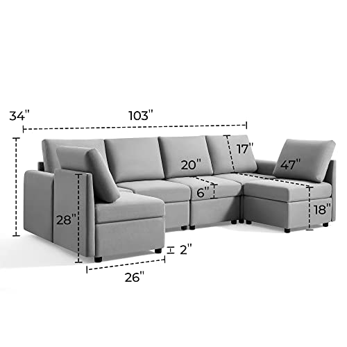 LINSY HOME Modular Sectional Sofa, Convertible U Shaped Sofa Couch with