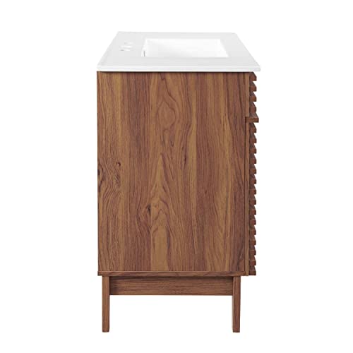 Modway Render Single Bathroom Vanity in Walnut White Pricepulse