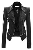 Women Stylish Ladies Women's Will Faux Leather Power Shoulder Coat Jacket