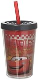 Zak! Designs Insulated Tumbler with Screw-on Lid and Straw featuring Lightning Mc Queen Graphics, Break-resistant and BPA-free Plastic, 13 oz.