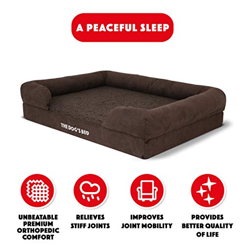 The Dog’s Bed Orthopedic Dog Bed Large Brown Plush 36x27, Premium Memory Foam, Pain Relief