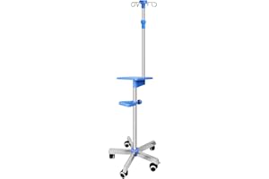 Healthible IV Pole Stand with Tray,IV Poles Portable 4 Hooks Medical IV Pole with 5 Wheels,Portable Medical Pole IV Stand