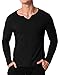 MODCHOK Men's Casual Henley T-Shirts Long Sleeve Slim Fit V Neck Basic Undershirt Tee Tops