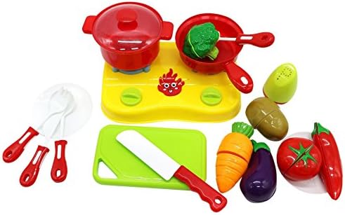 ZERBO PRETEND Mini Cooking and Chopping Pretend Play Stove Appliance with Sliceable Play Food Toy Set for Kids