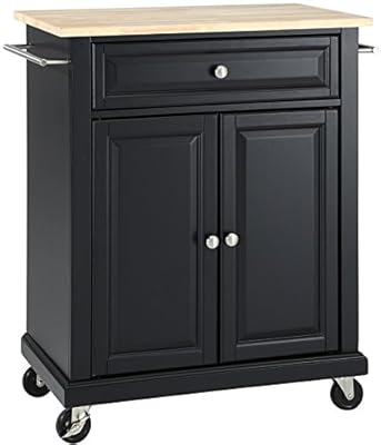 Crosley Furniture Cuisine Kitchen Island with Natural Wood Top - Black