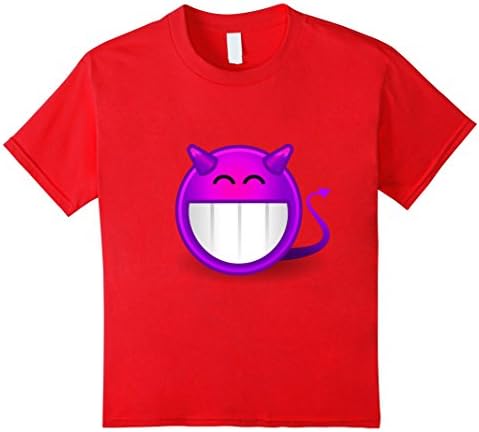 unisex-child Devil Emoji T-Shirt (Evil Purple Face Smiley Tee) 10 Red