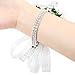 FAYBOX 2 Pack Velvet Open Rose Silvery Bling Ribbon Rhinestone Stretch Bracelet Wedding Prom Wrist Corsage Hand Flower Ivory