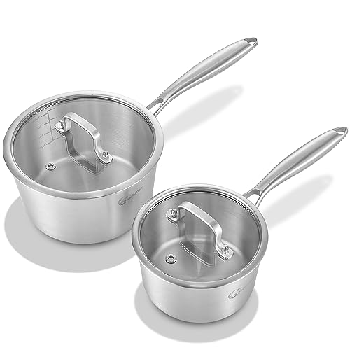 LOLYKITCH Set Padelle Acciaio Inox 3 Strati - 21.5-30.5 Cm Con Coperchio