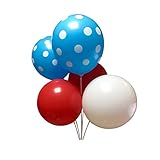 Seven YJ.36pcs theme Latex Balloons for Dr. Suess/Baby Shower/Birthday/Cat Hat Party Supplies Decorations(Red&White&light blue Polka Dot Balloons)