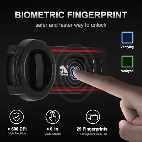 Biometric Fingerprint Safe Box, 50L Digital Keypad Security Safes with Removable Shelf, Quick-Access Smart Biometric Safe for Home and Office