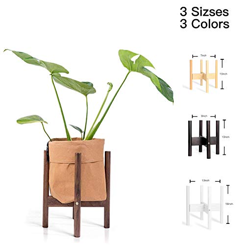 Mid Century Plant Stand/Planter, Indoor Plant pots/Indoor Flower Pot/Wood Plant Stand/Large Plant (Large (Pot Under 12″ Diameter), Dark Brown)