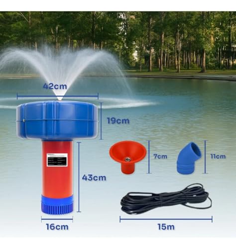 Aerador Chafariz 1.5cv 1.1kw Piscicultura Potente Oxigenio Bomba Lago Agua Peixes Tanque Oxigenador 15 Metros Fio