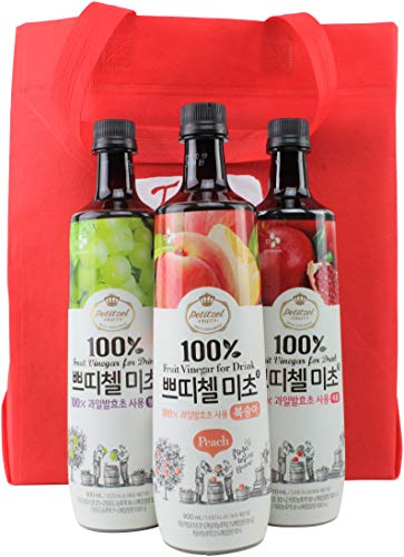 Korean CJ Petitzel Fruit Vinegar Drink Concentrate, 3 Bottle Set: Peach, Pomegranate and Grape, 91 Fl Ounces - Thumbnail 4