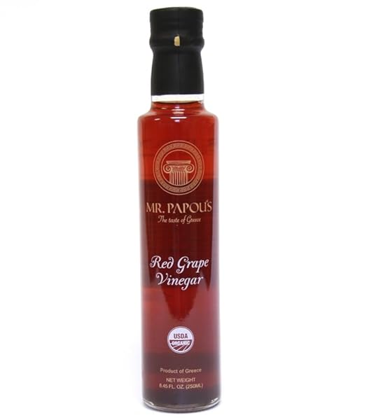 MR. PAPOU’S | ORGANIC RED WINE VINEGAR | FIRST COLD PRESSED | FAMILY OWNED | HARVESTED IN GREECE | 250 ML