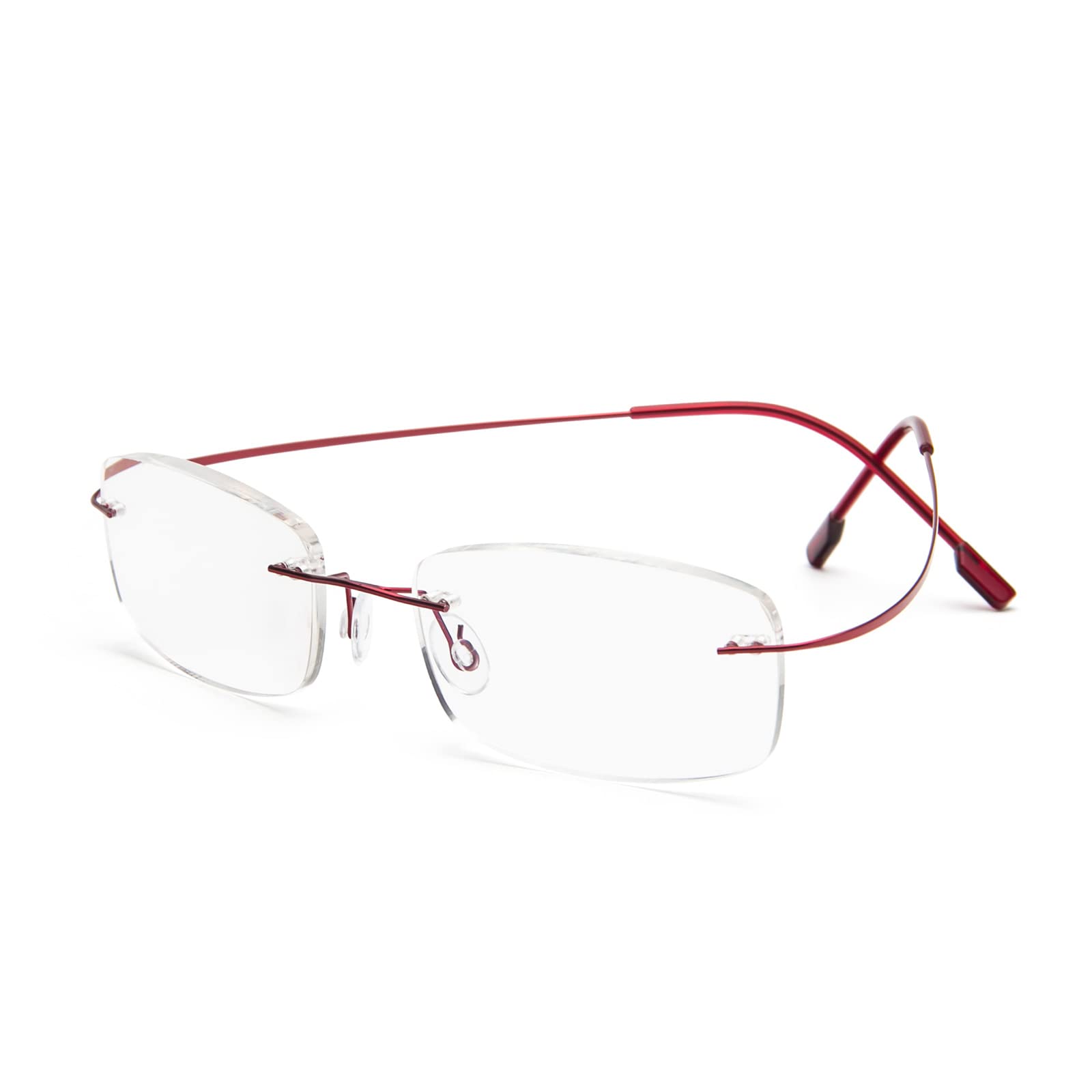 KoKoBin Rimless Reading Glasses Super Light Titanium Eyewear Men Women Sun Readers Reading Glasses(Red，+1.5)
