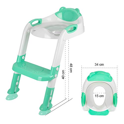 PITAYA Potty Training Seat with Step Stool Ladder,Comfortable Safe Potty Seat with Anti-Slip Pads Ladder ,Potty Training Toilet for Kids Boys Girls Toddlers,with Potty Training Champion Card(Green) - Thumbnail 5