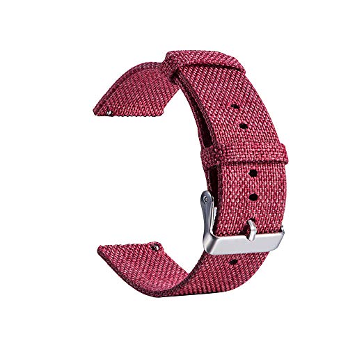 for Samsung Gear S2 Classic Watch Band, SUKEQ Woven Fabric Wrist Strap Quick Release Replacement Bracelet Accessory for Samsung Galaxy Watch 42mm, Gear S2 Classic, Garmin Vivoactive 3 (Red) - Thumbnail 2