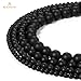 BEADNOVA Black Matte Onyx Beads Natural Crystal Beads Stone Gemstone Round Loose Energy Healing with Crystal Stretch Cord for Jewelry Making (8mm, 45-48pcs)