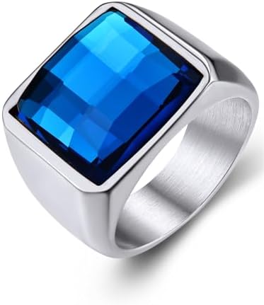 Men's Ring Cubic Zirconia, Men Rings Stainless Steel Rectangle