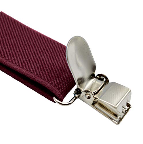Trilece Kids Boys Suspenders - Girls Toddler Baby - Adjustable Elastic Y Back and Strong Clips - Various Solid Colors (Burgundy) - Thumbnail 2