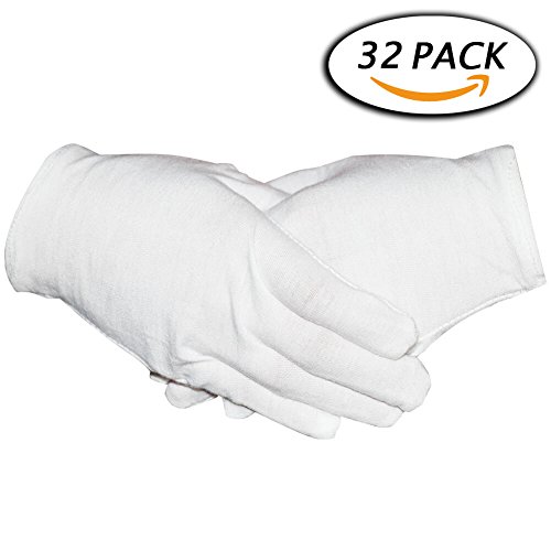 16 pairs white cotton gloves 8" medium size for co…