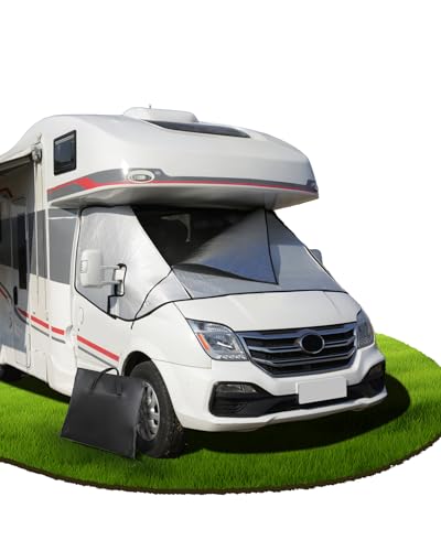 Ezcasch Silver Thermal Windshield Cover with External Zip for Fiat Ducato Citroen Relay X250/290 Peugeot Boxer 2006-2024 Winter Motorhome with Carry Bag