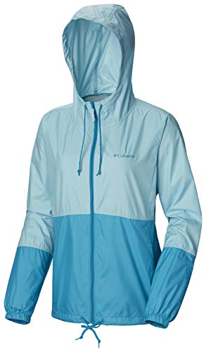 Columbia Women's Flash Forward Windbreaker, Water & Stain Resistant, Clear Blue/ Modern Turq, Large